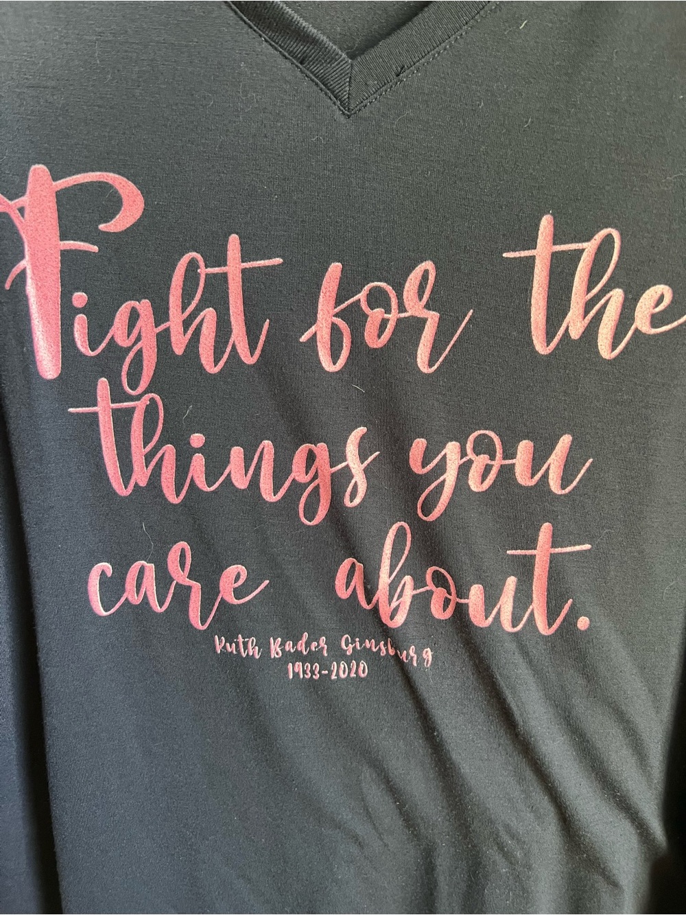 Bella Canvas Black Tee with Pink Script 'Fight for the Things You Care About'